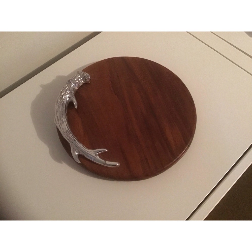 NEW Beatriz Ball 10" Western Single Antler Cutting Serving Board Tray Wood